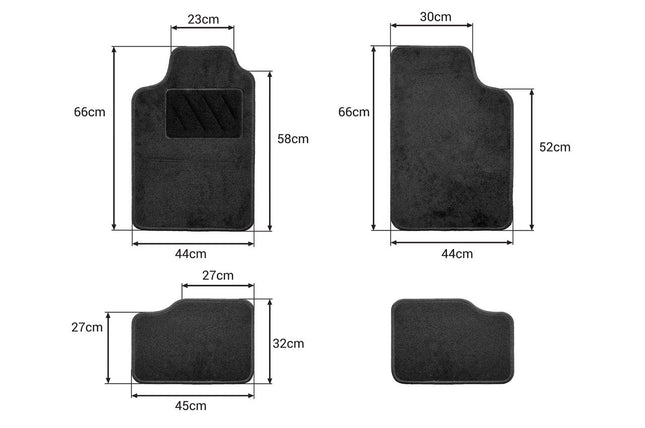 AMiO 4 Universele Auto Matten TEX-1 voor Meerdere Auto Merken Zwart - VCTparts.nl