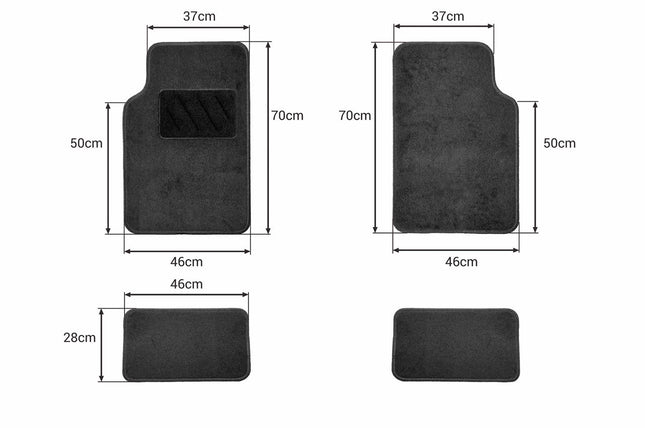 AMiO 4 Universele Auto Matten TEX-2 voor Meerdere Auto Merken Zwart - VCTparts.nl