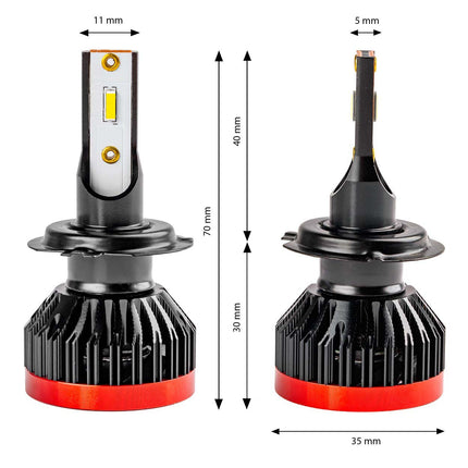 AMiO Dimlicht LED H7/H18 Koplampen 6000k Wit met Ventilator (set)  [Witte koplampen - Witte Dimlichten] - VCTparts.nl