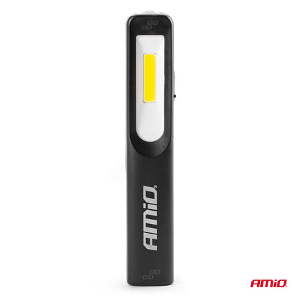 AMiO Krachtige LED COB Looplamp met Magnetische Bevestiging en USB-Oplaadfunctie Zwart - VCTparts.nl