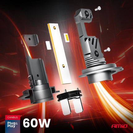 AMiO LED Koplampen Hybrid series H7 (H18) Wit 6000K - 5600LM Canbus 60W - VCTparts.nl