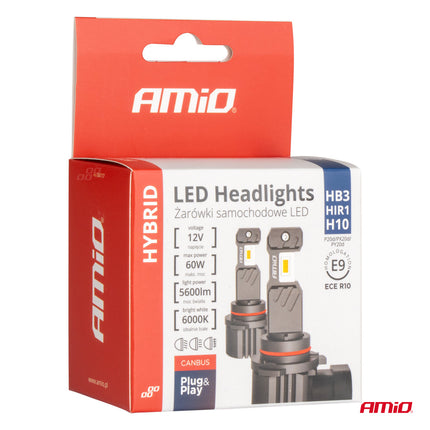 AMiO LED Koplampen/Mistlampen Hybrid series HB3/H10/HIR1 Wit 6000K - 5600LM Canbus 60W - VCTparts.nl