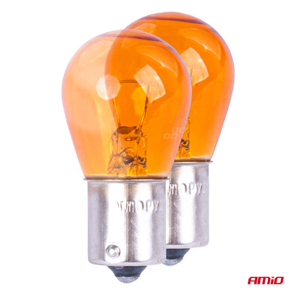 Amio -Halogenlampen PY21W BA15S 12V Amber - 2 starke Signalbeleuchtung