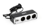 AMiO 3 Dubbele Sigarettenaansteker Plug Splitter met USB-A 12V/24V Zwart - VCTparts.nl