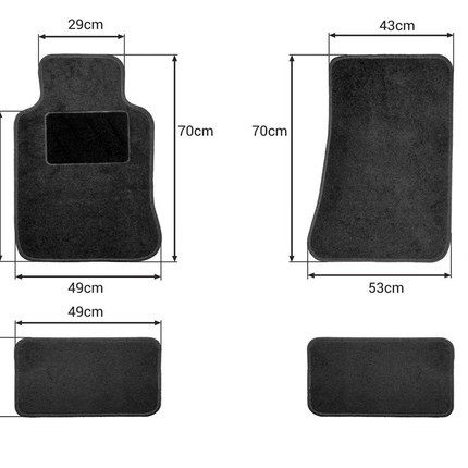 AMiO 4 Universele Auto Matten TEX-3 voor Meerdere Auto Merken Zwart - VCTparts.nl