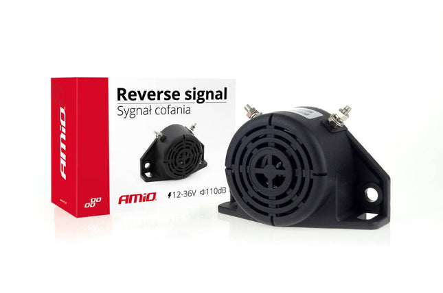 AMiO Achteruitrijalarm Pieper 12-36V 110dB Achteruitrijden Alarm Signaal - VCTparts.nl