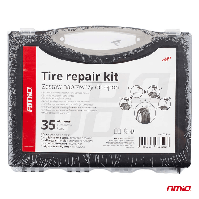 AMiO Autoband Reparatie Gereedschap 36 Delige Set met Rubber Strips en Handige Koffer - VCTparts.nl