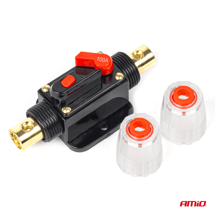 AMiO Automatische Zekering Circuit Breaker 12-48V 100A - Resetbare Zekering voor Auto Motor Stereo en Audio - VCTparts.nl