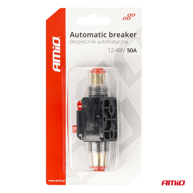 AMiO Automatische Zekering Circuit Breaker 12-48V 50A - Resetbare Zekering voor Auto Motor Stereo en Audio - VCTparts.nl