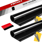 AMiO Autoraam Folie Tint Vinyl Zwart 50x300cm (1%) zwarte Ramenfolie 2 stuks voor Zonwering en Privacy met Strijkpas (set) - VCTparts.nl