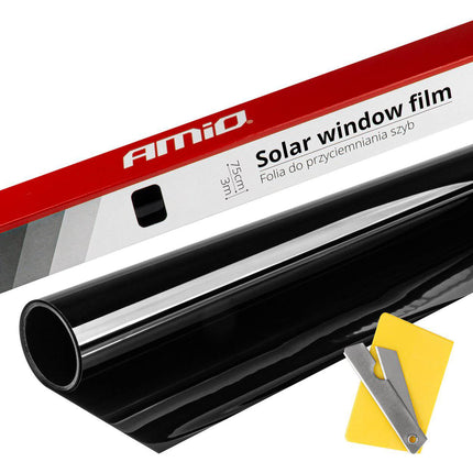 Amio Autor Name Folie Tint Vinyl Black 75x300 cm (1%) Schwarzer Fensterfilm für Sonnenschutz und Privatsphäre mit Werkzeug