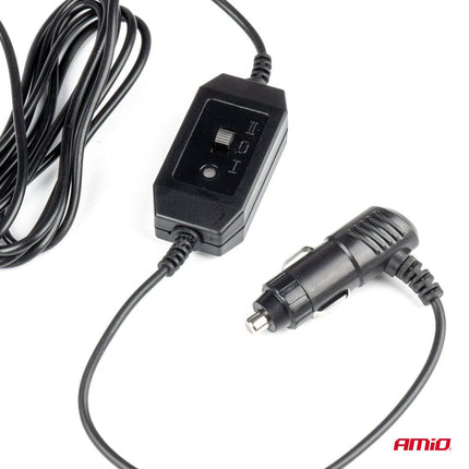 AMIO -Autoventilator für die Kopfstütze mit USB -Ladegerät Black (5x10 cm) 12V