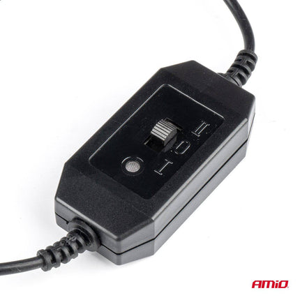 AMIO -Autoventilator für die Kopfstütze mit USB -Ladegerät Black (5x10 cm) 12V