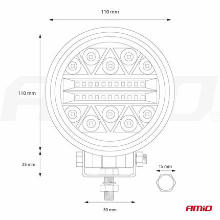 AMiO AWL16 Werklamp Verstraler Spot Rond 26LED 9-36v 6000K Wit 2 stuks (set) - VCTparts.nl