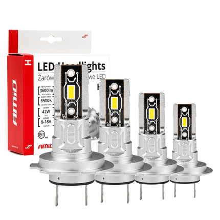 AMiO Dimlicht + Grootlicht LED H7 Mini 6500k Wit 4 stuks (set)  [Witte koplampen - Witte Dimlichten] - VCTparts.nl