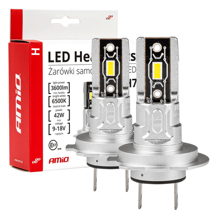 AMiO Dimlicht + Grootlicht LED H7 Mini 6500k Wit 4 stuks (set)  [Witte koplampen - Witte Dimlichten] - VCTparts.nl