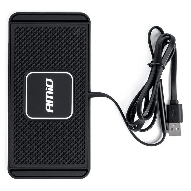 AMiO Draadloze Auto Snellader 15W (QC) Inductieve Lader met USB-A Aansluiting Zwart - VCTparts.nl