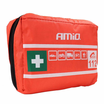 AMIO ERSTE AID BOX MINI B - Kompakt Sicherheitssatz für Auto/Motor mit praktischem Anhang rot