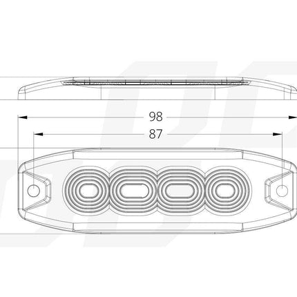 Amio Grillfliter Strobe Blitzlicht verfügt über bernsteingelb 4x3w LED R65 R10 12V 24V IP67