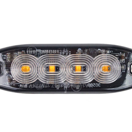 AMiO Grillflitser Strobe Zwaailicht Functies Amber Geel 4x3W LED R65 R10 12V 24V IP67 (set) - VCTparts.nl