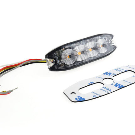 AMiO Grillflitser Strobe Zwaailicht Functies Amber Geel 4x3W LED R65 R10 12V 24V IP67 (set) - VCTparts.nl