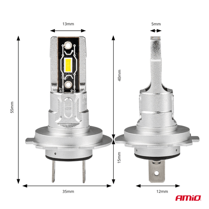 AMiO H7 + T10 Dimlicht & Parkeerlicht LED Mini 6500k Wit (set)  [Witte Koplampen - Witte Parkeerlichten] - VCTparts.nl