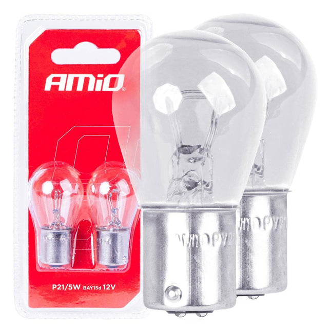 AMiO Halogeenlampen P21/5W BAY15D 12V – Set van 2 Stuks in Blisterverpakking - VCTparts.nl