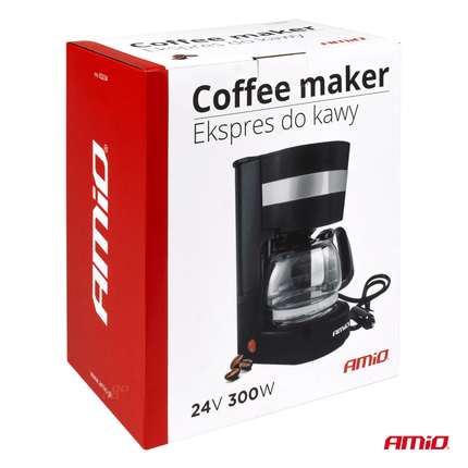 AMIO Coffee Maker Car Coffee Maker mit Kaffeekanne (24 V/250 W) schwarz mit Gegenplug