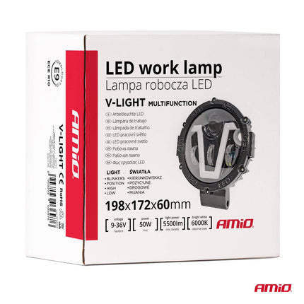 Amio leistungsstarke Arbeitslampe Multifunktional 9-36V 50W AMIO-03697 Specktruppen robuster Offroad