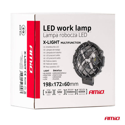 Amio leistungsstarke Arbeitslampe Multifunktional 9-36V 50W AMIO-03698 Specktrußplatz Robuster Offroad