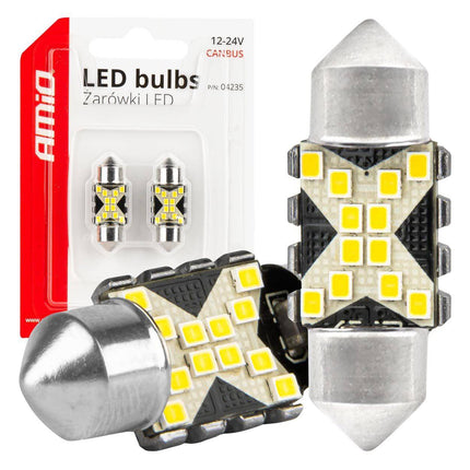 AMIO LED CANBUS LAMPS 12SMD Feston C5W 2016 31mm weiß 12/24V