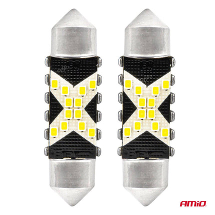 AMIO LED CANBUS LAMPS 12SMD Feston C5W 2016 36mm weiß 12/24V