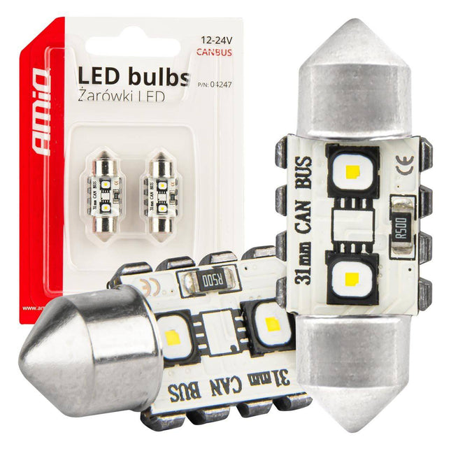 AMIO LED CANBUS LAMPS 12SMD Feston C5W 3838 31mm Weiß 12/24 V