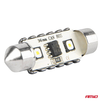 AMIO LED CANBUS LAMPS 12SMD Feston C5W 3838 36mm Weiß 12/24 V