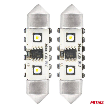 AMIO LED CANBUS LAMPS 12SMD Feston C5W 3838 36mm Weiß 12/24 V