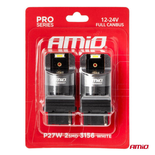 AMIO LED CANBUS PRO Serie 3156 P27W 2x1860SMD White 12/24V Full Canbus