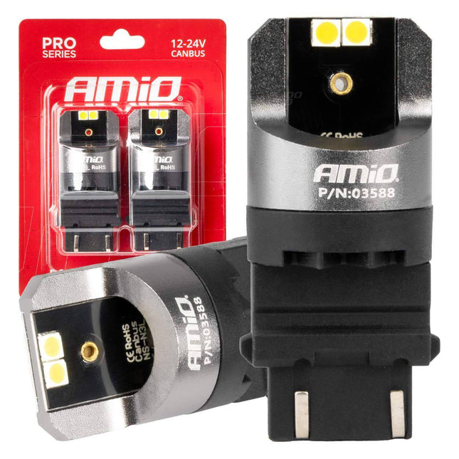 AMIO LED CANBUS PRO Serie 3157 P27/7W 4x3030 SMD White 12/24V