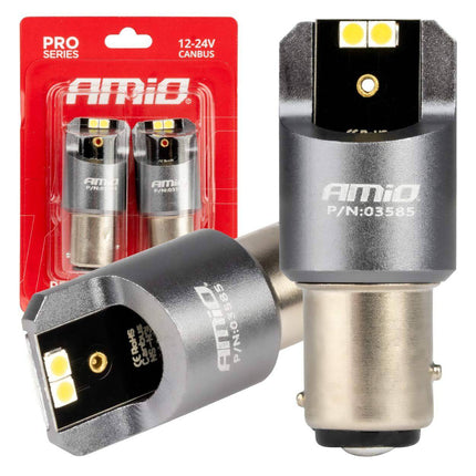 AMIO LED CANBUS PRO Serie Bay15d P21/5W 4x3030 SMD White 12/24V