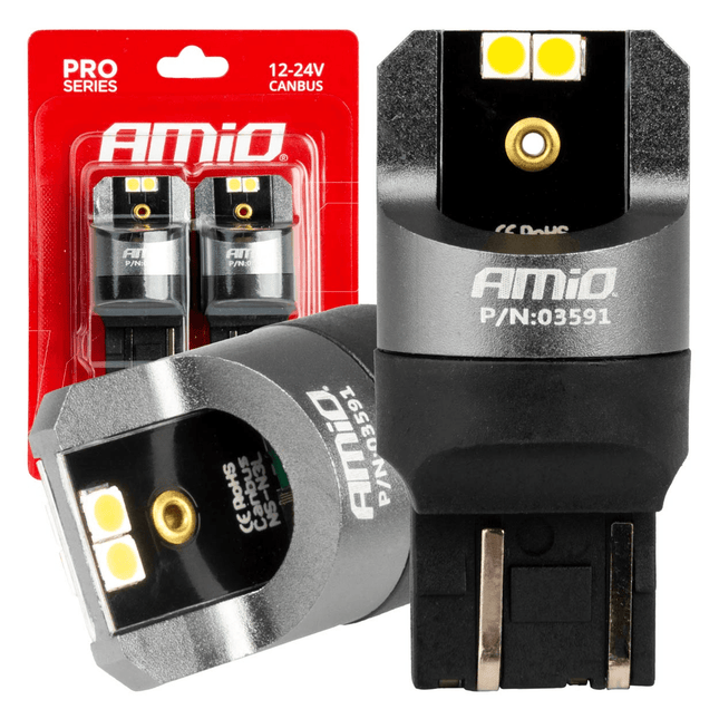 AMIO LED CANBUS PRO Serie T20 7443 W21/5W 4x3030 SMD Weiß 12/24V