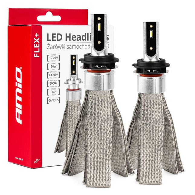 AMIO-LED-Scheinwerfer Flex+ Serie H7-6 Canbus 6000K 12-24V Dimlights White