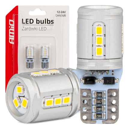 AMIO -LED -Lampen Canbus T10E W5W 15x2016 SMD Weiß 12V/24 V