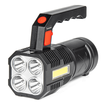 AMIO-LED-Suchscheinwerfer Handlampe mit integrierter wiederaufladbarer Akku 300 lm schwarz-rot