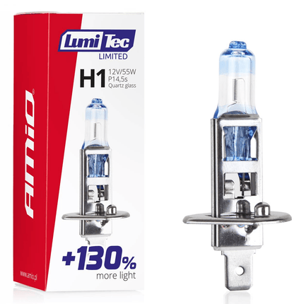 AMiO LumiTec Silver Halogeen Dimlicht +130% H1 12V 55W (1 stuk) - VCTparts.nl