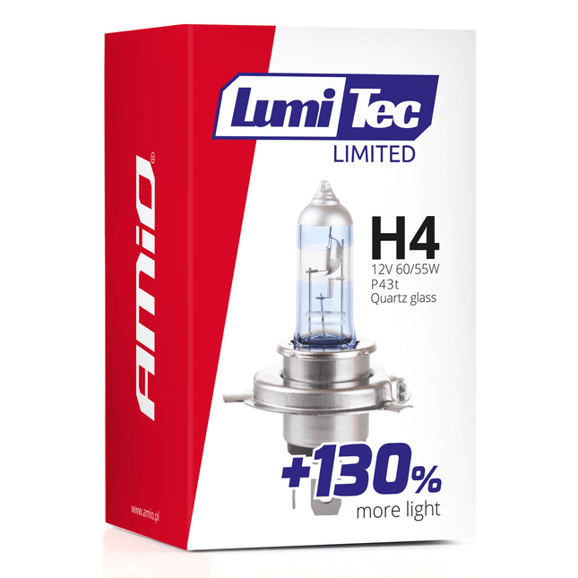 AMiO LumiTec Silver Halogeen Dimlicht +130% H4 12V 55W (1 stuk) - VCTparts.nl