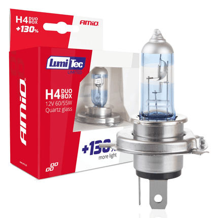 AMiO LumiTec Silver Halogeen Dimlicht +130% H4 12V 60/55W (set) - VCTparts.nl