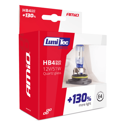 AMiO LumiTec Silver Halogeen Dimlicht +130% HB4 12V 51W (set) - VCTparts.nl