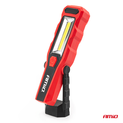 AMiO Magnetische Werklamp Inspectie Auto Zaklamp met 12/24v & 230v Lader Rood-Zwart - VCTparts.nl