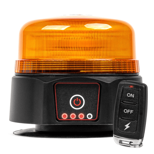 AMiO Oranje LED Batterij Zwaailicht Noodverlichting met Afstandsbediening en Magneet 36LED 12/24V Oplaadbaar - VCTparts.nl