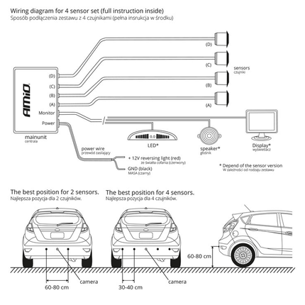 AMiO Parkeersensor Inbouw met 4 Zoemers in Zwart Sensor Buzzer - VCTparts.nl