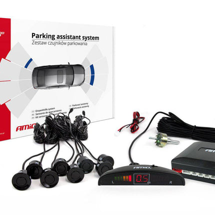 AMiO Parkeersensor Parkeerhulpsysteem LED met 8 Sensoren Inbouw Zwart - VCTparts.nl